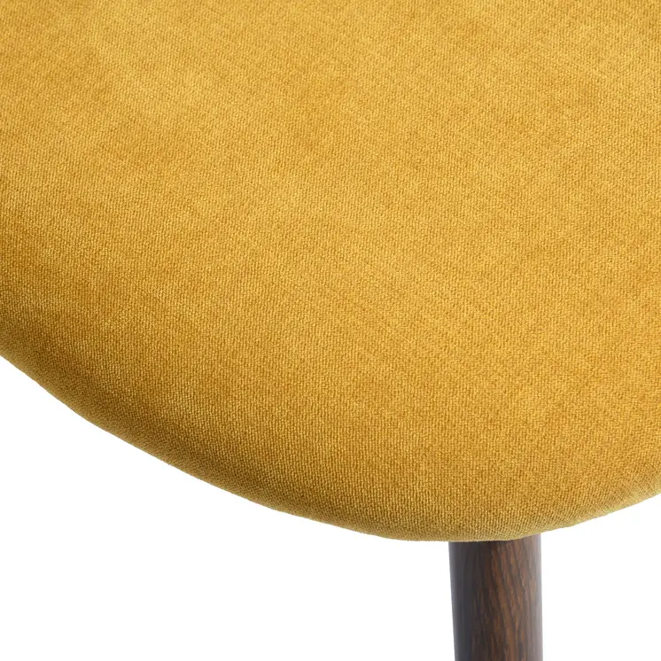 Set of Two Yellow and Brown Upholstered Fabric Dining Side Chairs