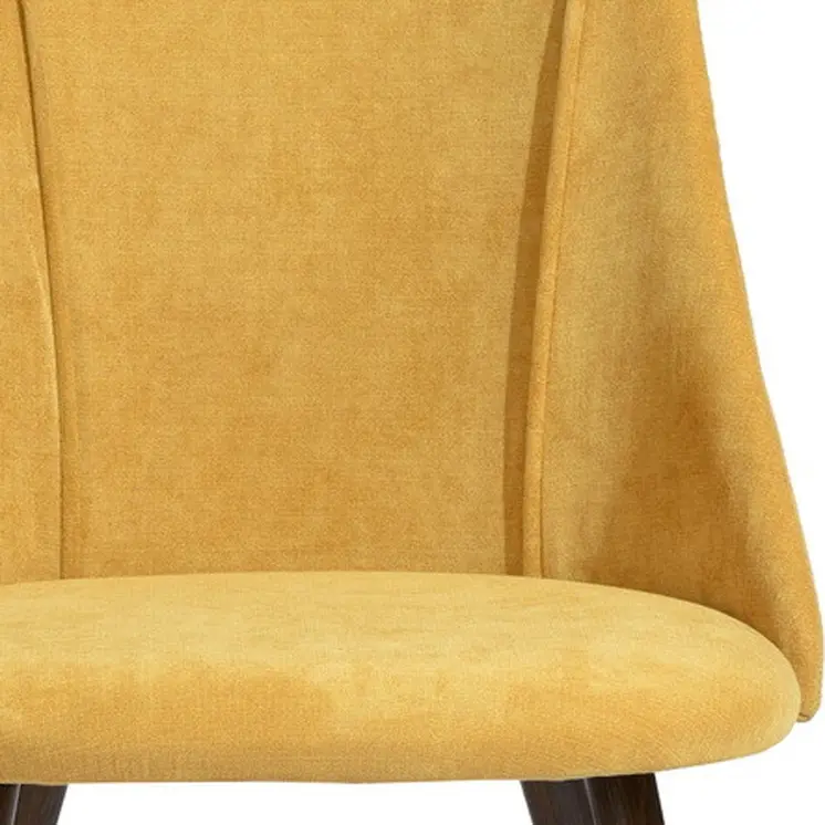 Set of Two Yellow and Brown Upholstered Fabric Dining Side Chairs