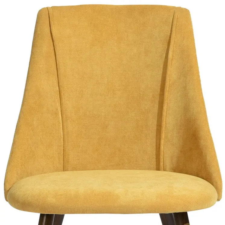 Set of Two Yellow and Brown Upholstered Fabric Dining Side Chairs