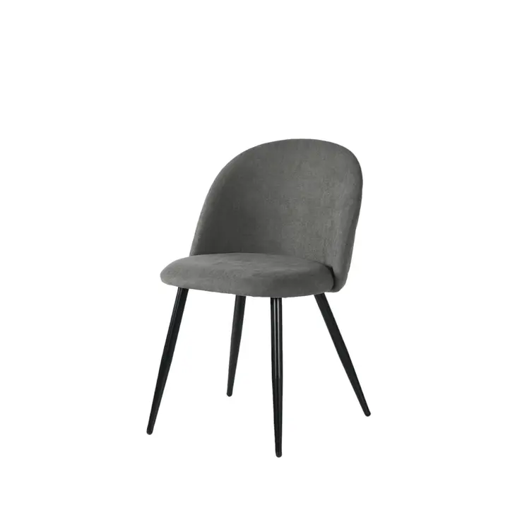Set of Two Gray and Black Upholstered Fabric Dining Side Chairs
