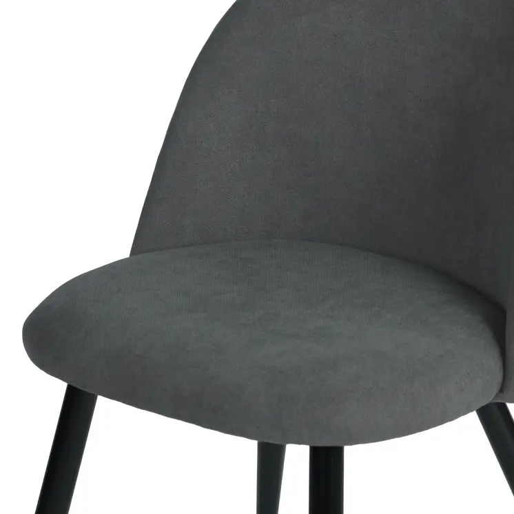 Set of Two Gray and Black Upholstered Fabric Dining Side Chairs