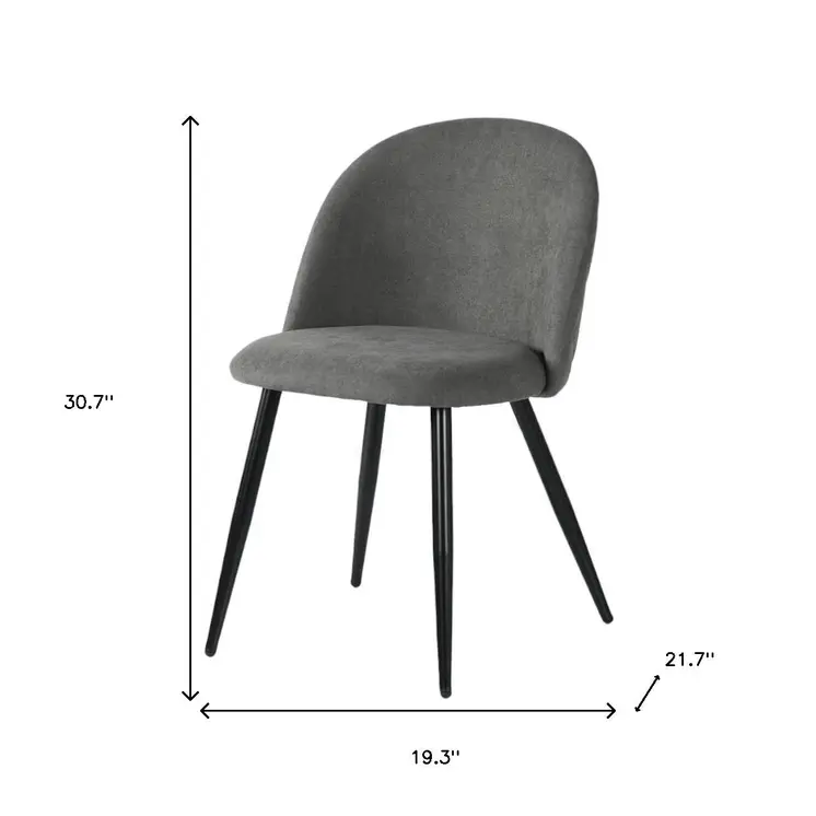 Set of Two Gray and Black Upholstered Fabric Dining Side Chairs