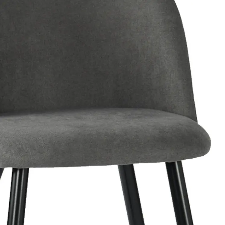 Set of Two Gray and Black Upholstered Fabric Dining Side Chairs
