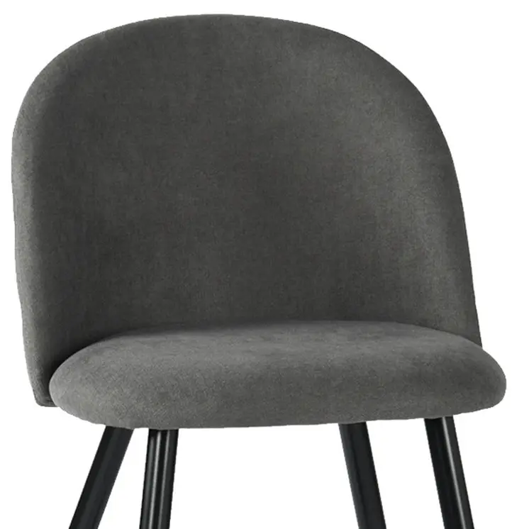 Set of Two Gray and Black Upholstered Fabric Dining Side Chairs