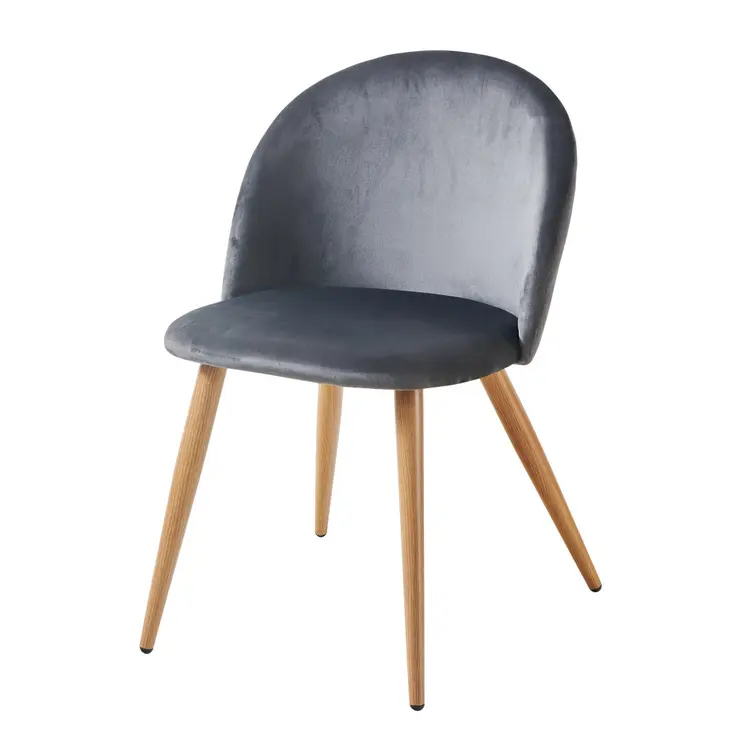 Charcoal and Oak Upholstered Velvet Dining Side Chair