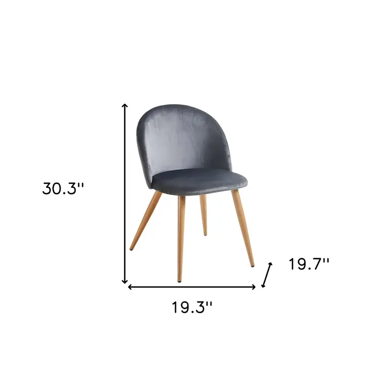Charcoal and Oak Upholstered Velvet Dining Side Chair