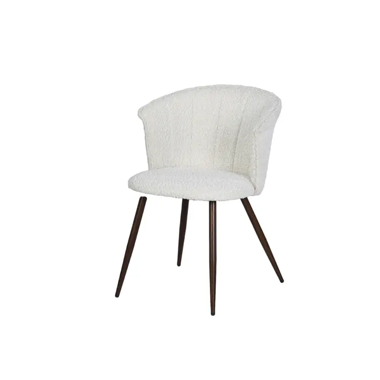 Set of Two Beige and Walnut Upholstered Fabric Dining Side Chairs