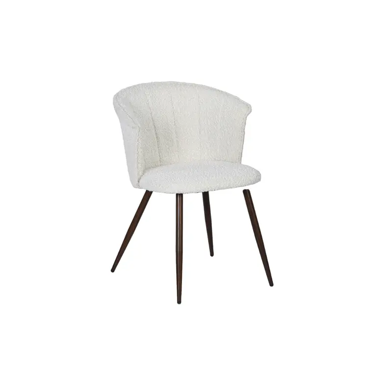 Set of Two Beige and Walnut Upholstered Fabric Dining Side Chairs