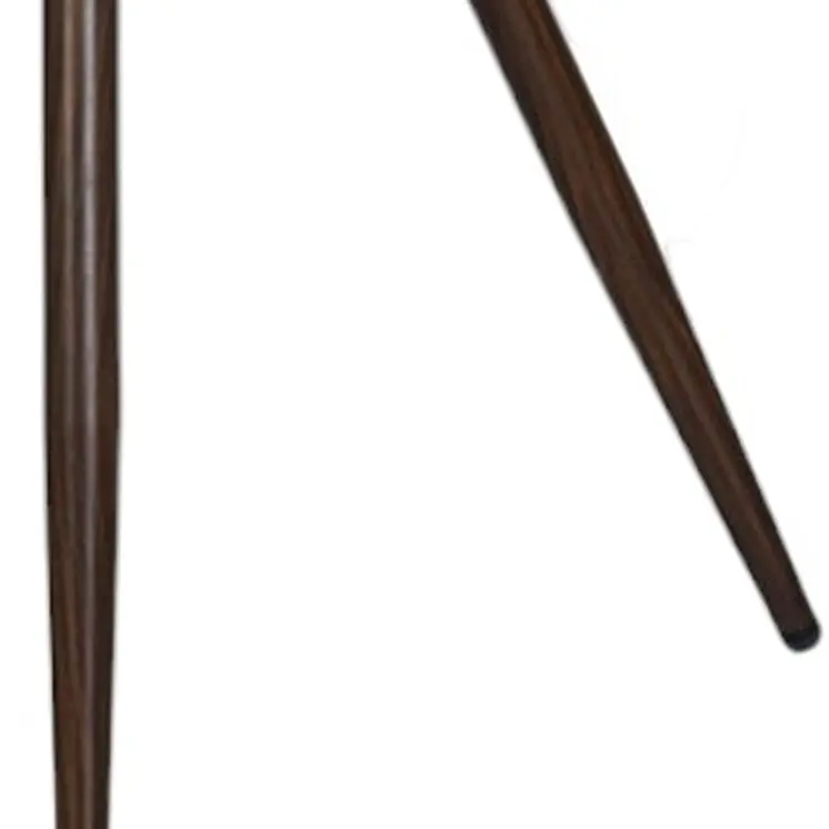 Set of Two Beige and Walnut Upholstered Fabric Dining Side Chairs