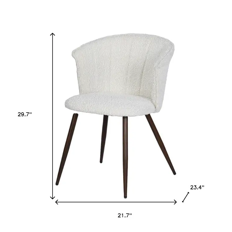 Set of Two Beige and Walnut Upholstered Fabric Dining Side Chairs
