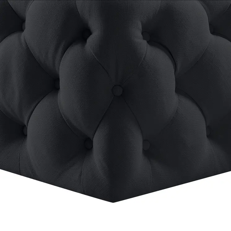33" Black Velvet Rolling Tufted Cocktail Ottoman