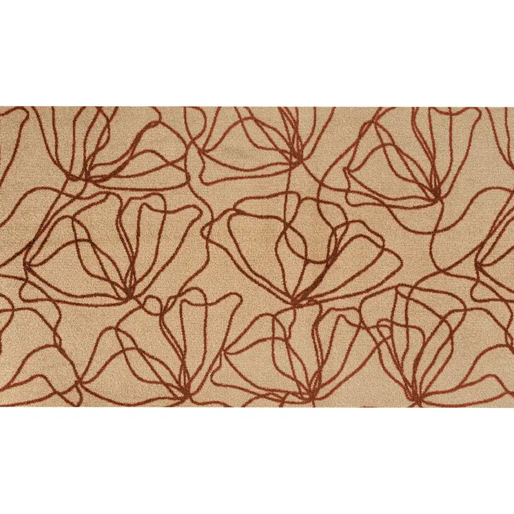 2' X 4' Beige And Bronze Floral Washable Area Rug With UV Protection