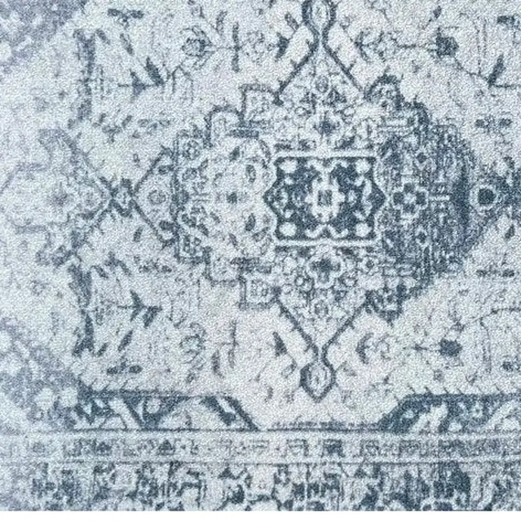 2' X 4' Blue Gray Oriental Distressed Washable Area Rug With UV Protection