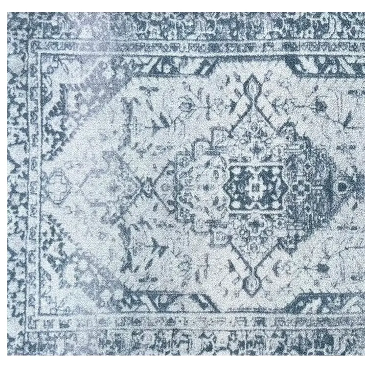 2' X 4' Blue Gray Oriental Distressed Washable Area Rug With UV Protection