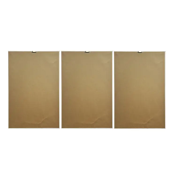 Set Of Three Sapphire Abstract Gold Floater Frame Wall Art