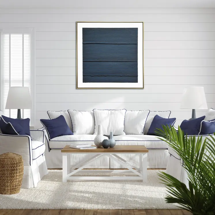 Midnight Waves Gold Floater Frame Wall Art