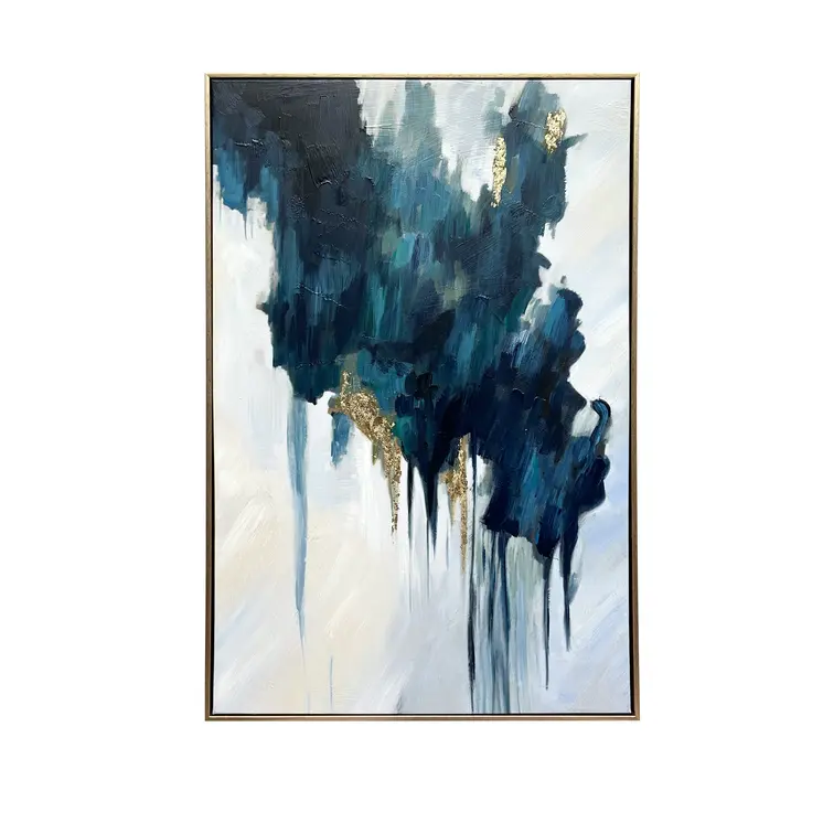Turquoise Glimmer Gold Floater Frame Wall Art