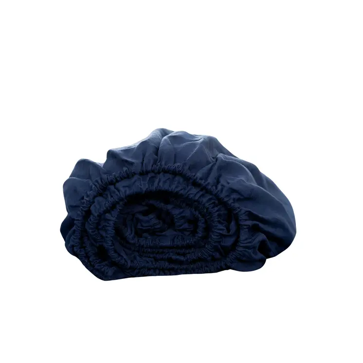 Navy Blue Linen King Fitted Sheet