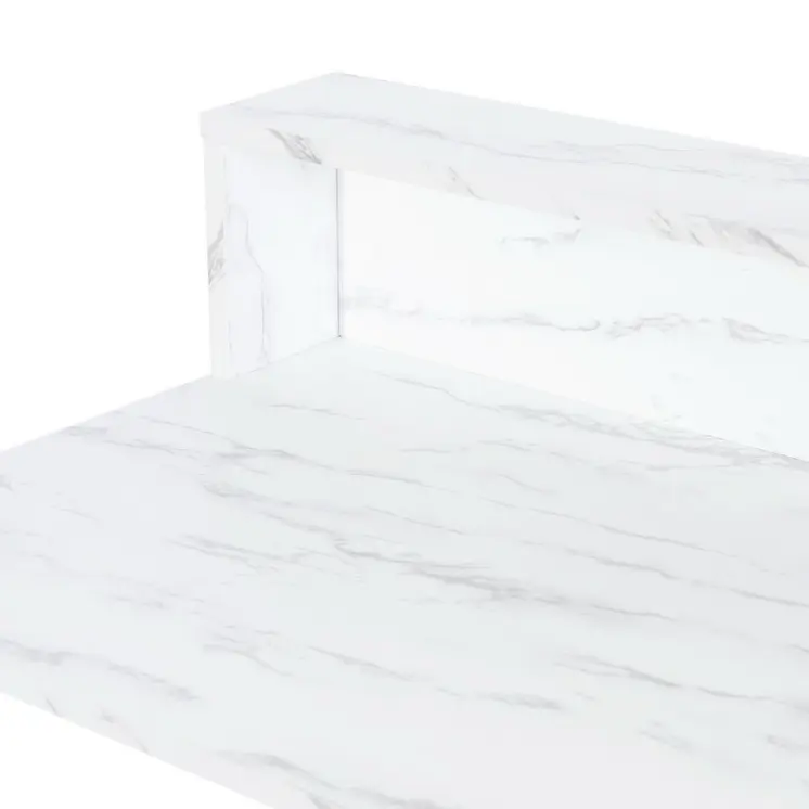 41" White And Gold Faux Marble and Steel Vanity Table with Mirror