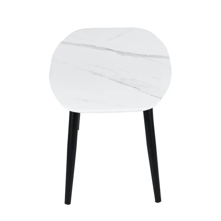 43" White and Black Faux Marble And Steel Coffee Table