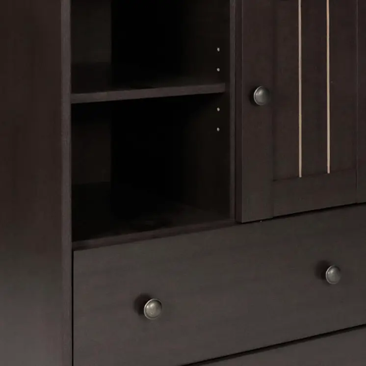 36" Dark Brown Wood Accent Cabinet With Single Door And Two Drawers