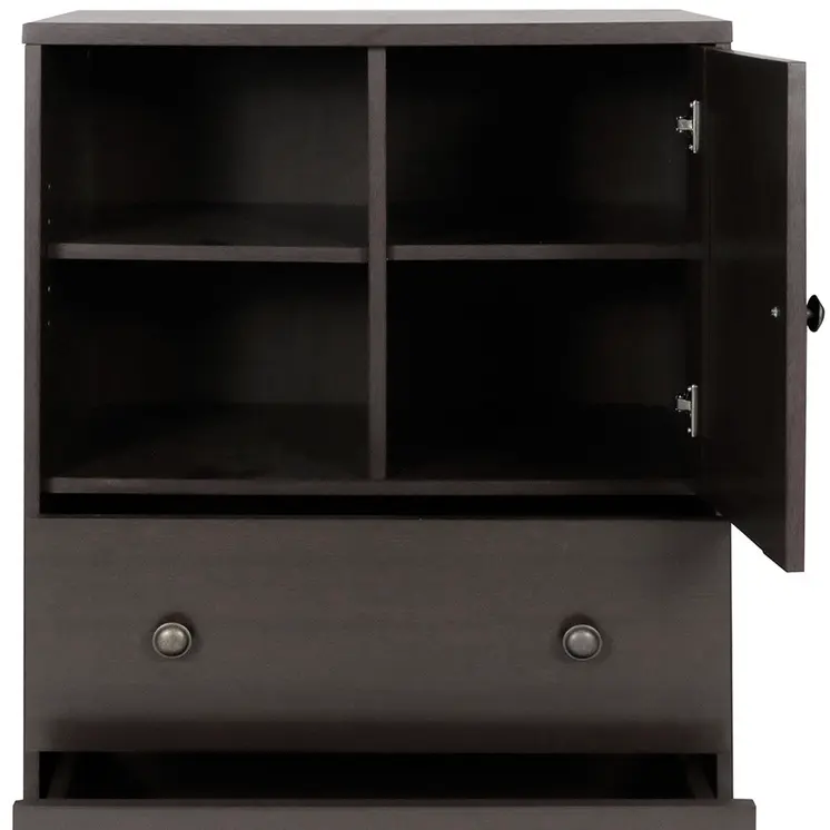36" Dark Brown Wood Accent Cabinet With Single Door And Two Drawers