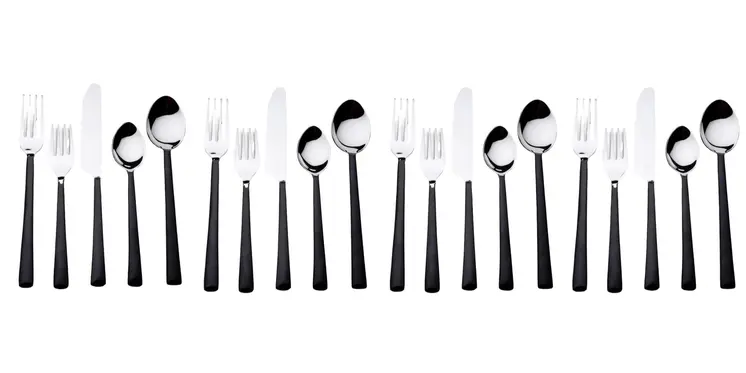 Matte Black Stainless Steel Twenty Piece Hand Forged Flatware Set