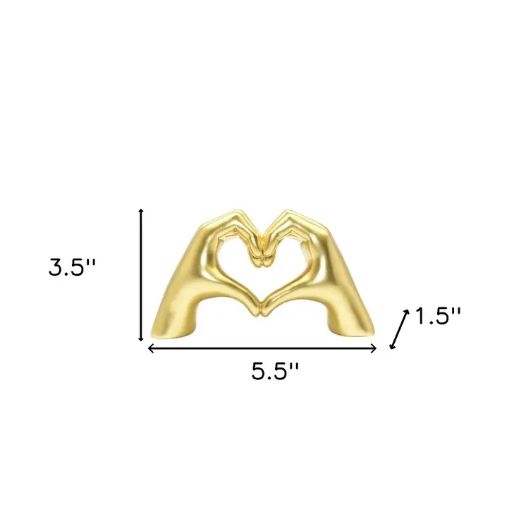 4" Gold Resin Heart Hands Tabletop Sculpture