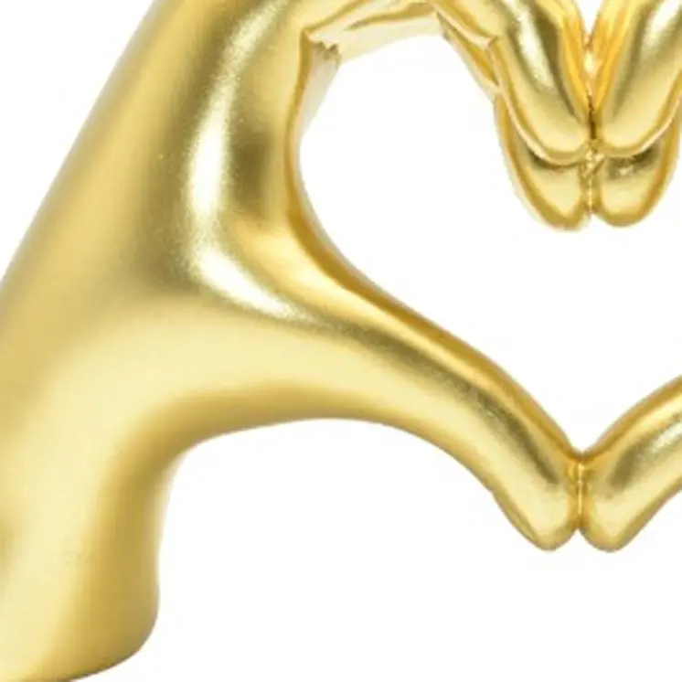 4" Gold Resin Heart Hands Tabletop Sculpture