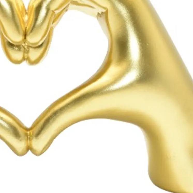 4" Gold Resin Heart Hands Tabletop Sculpture