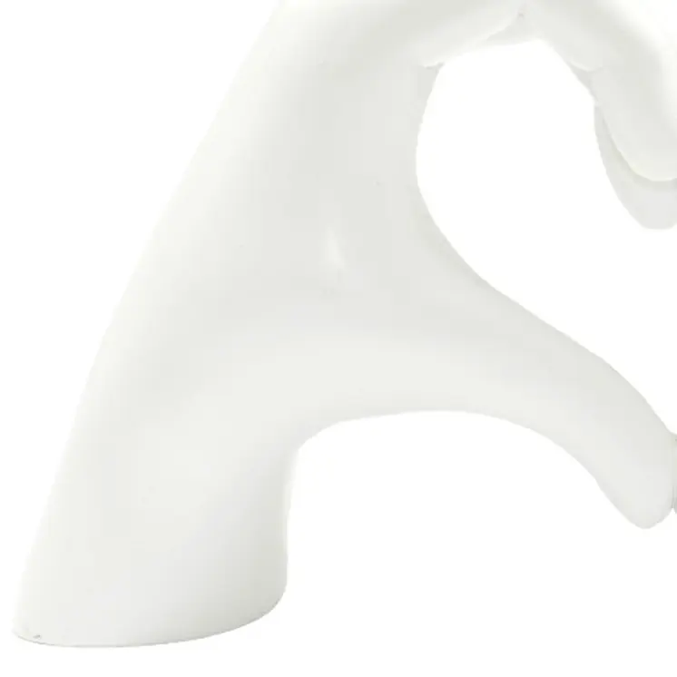 4" White Resin Heart Hands Tabletop Sculpture