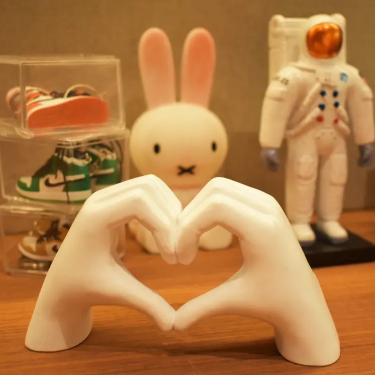 4" White Resin Heart Hands Tabletop Sculpture