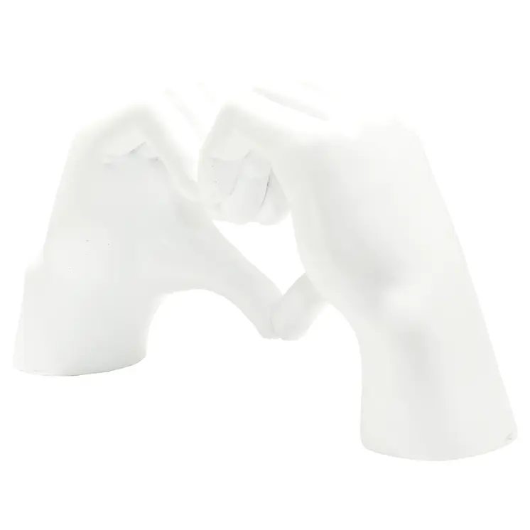 4" White Resin Heart Hands Tabletop Sculpture