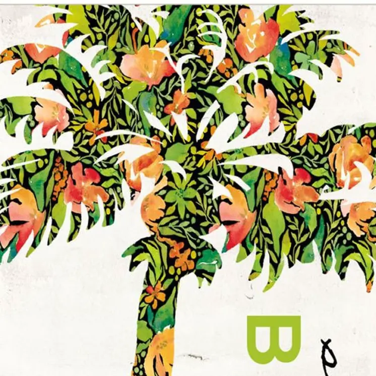 Set Of Two Summer Breeze Funky Palm Trees White Framed Wall Art