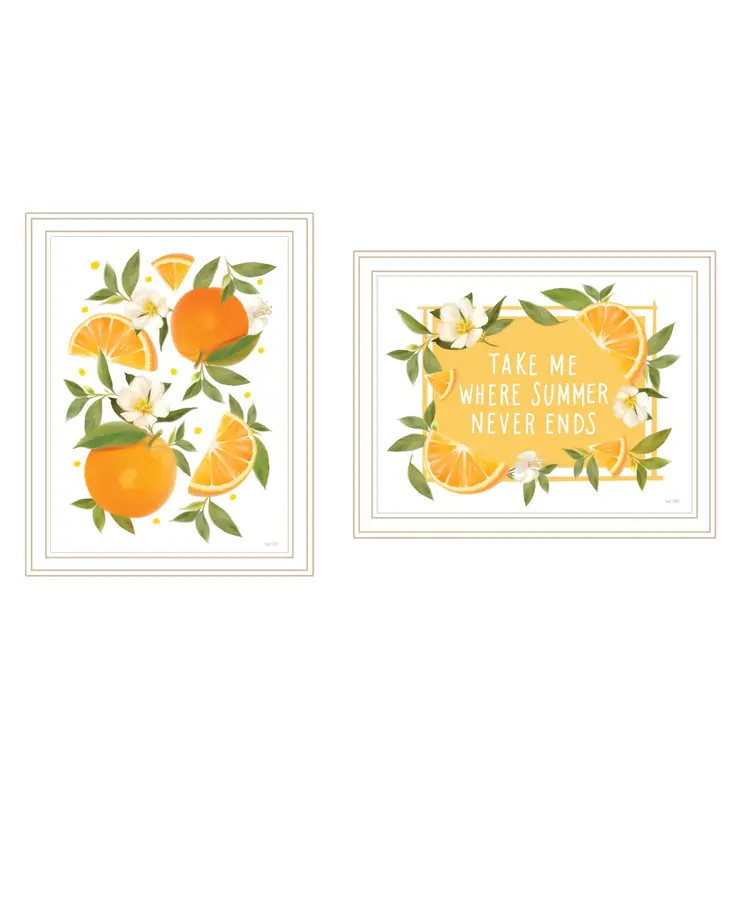 Set Of Two Take Me Where Summer Never Ends White Framed Wall Art