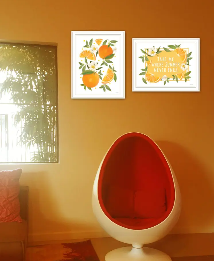 Set Of Two Take Me Where Summer Never Ends White Framed Wall Art