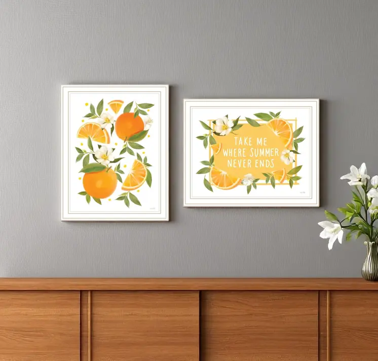 Set Of Two Take Me Where Summer Never Ends White Framed Wall Art