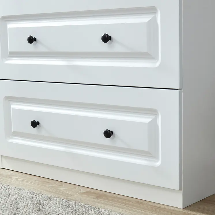 74" White Two Door Two Drawer Combo Dresser