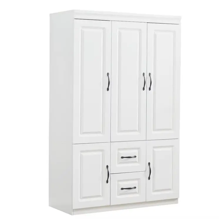 74" White Five Door Two Drawer Combo Dresser