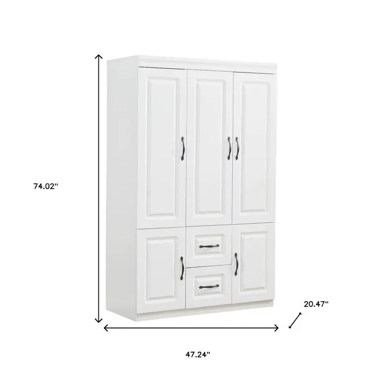 74" White Five Door Two Drawer Combo Dresser