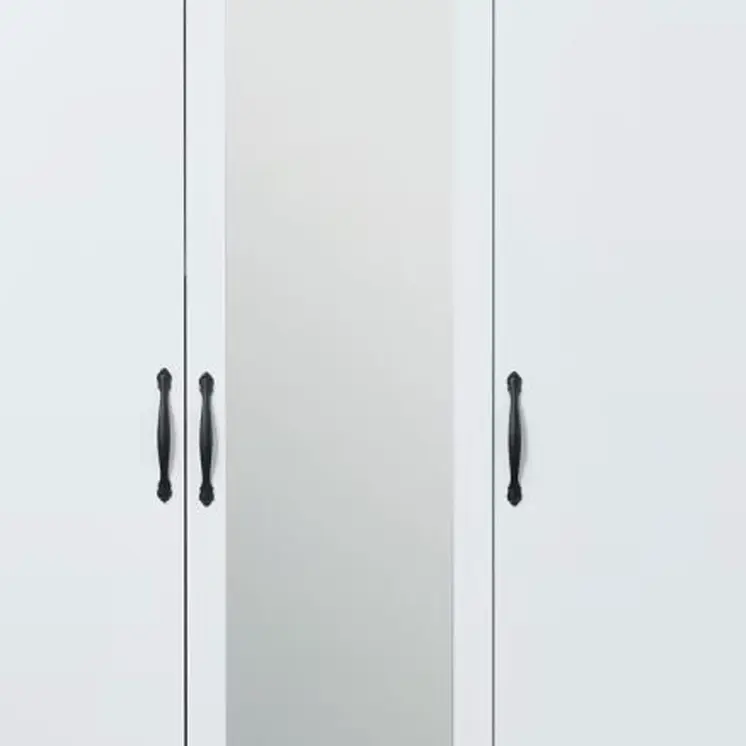 74" White Mirrored Three Door Three Drawer Combo Dresser