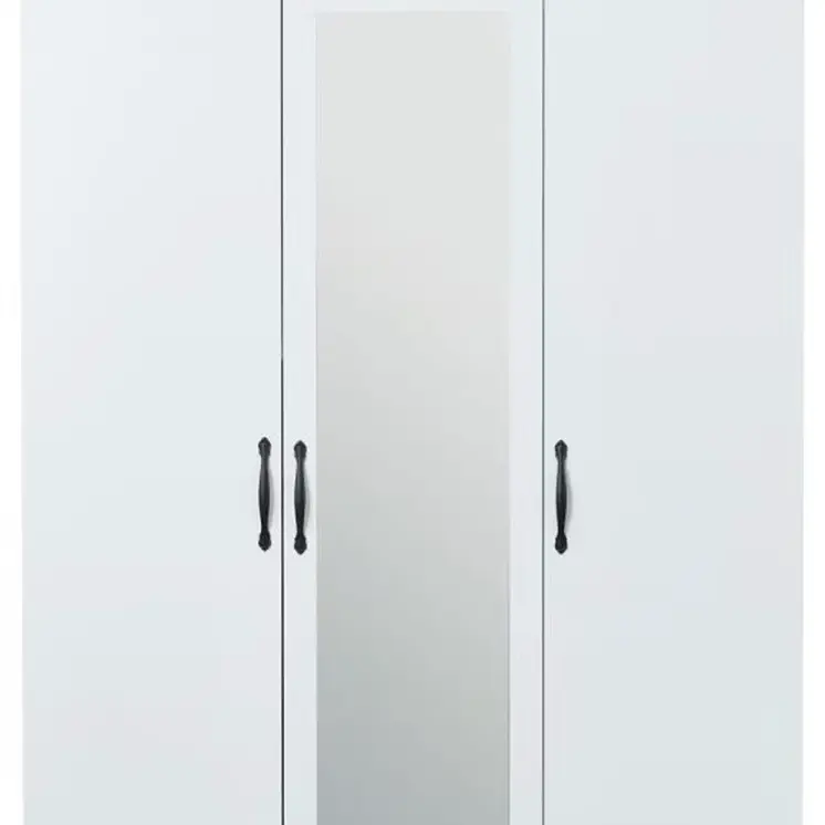 74" White Mirrored Three Door Three Drawer Combo Dresser