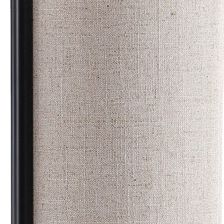 22" Black Metal Bedside Lamp With Beige Cylinder Shade
