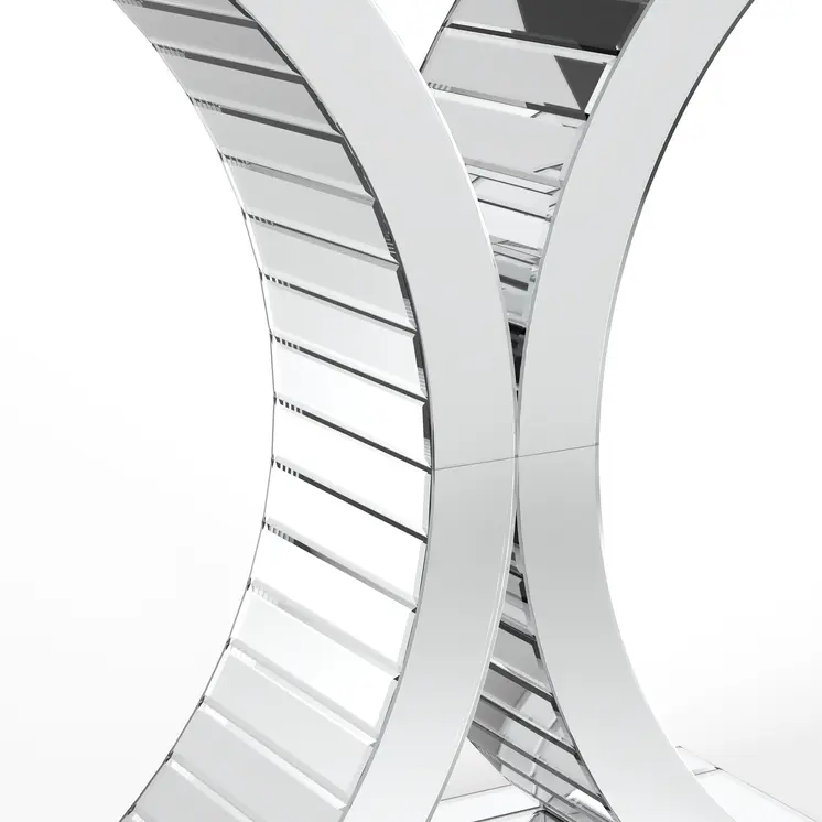 39" Silver Mirrored Glass Pedestal Console Table