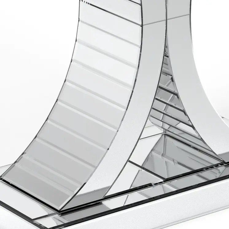 39" Silver Mirrored Glass Pedestal Console Table