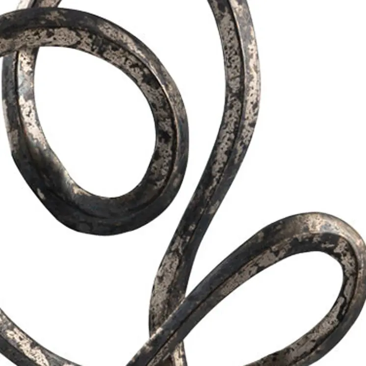 20" Black and Silver Aluminum Modern Abstract Tabletop Sculpture