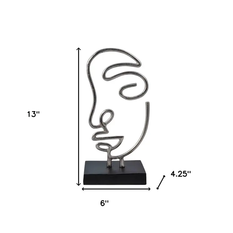 Set of Two Black and Silver Aluminum Tabletop Sculpture