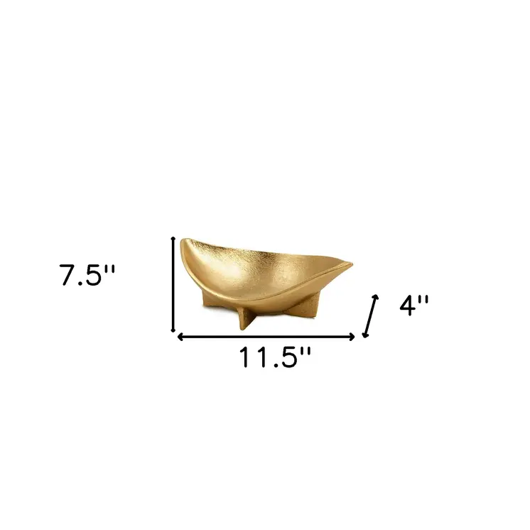 12" Gold Aluminum Oval Eye Shaped Centerpiece Bowl