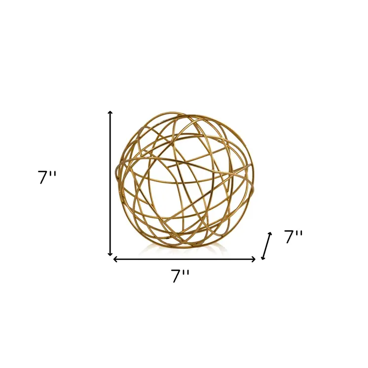7" Gold Aluminum Decorative Orb Tabletop Sculpture