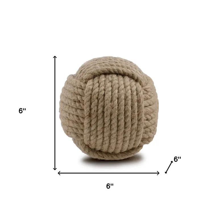 6" Natural Jute Decorative Orb Tabletop Sculpture